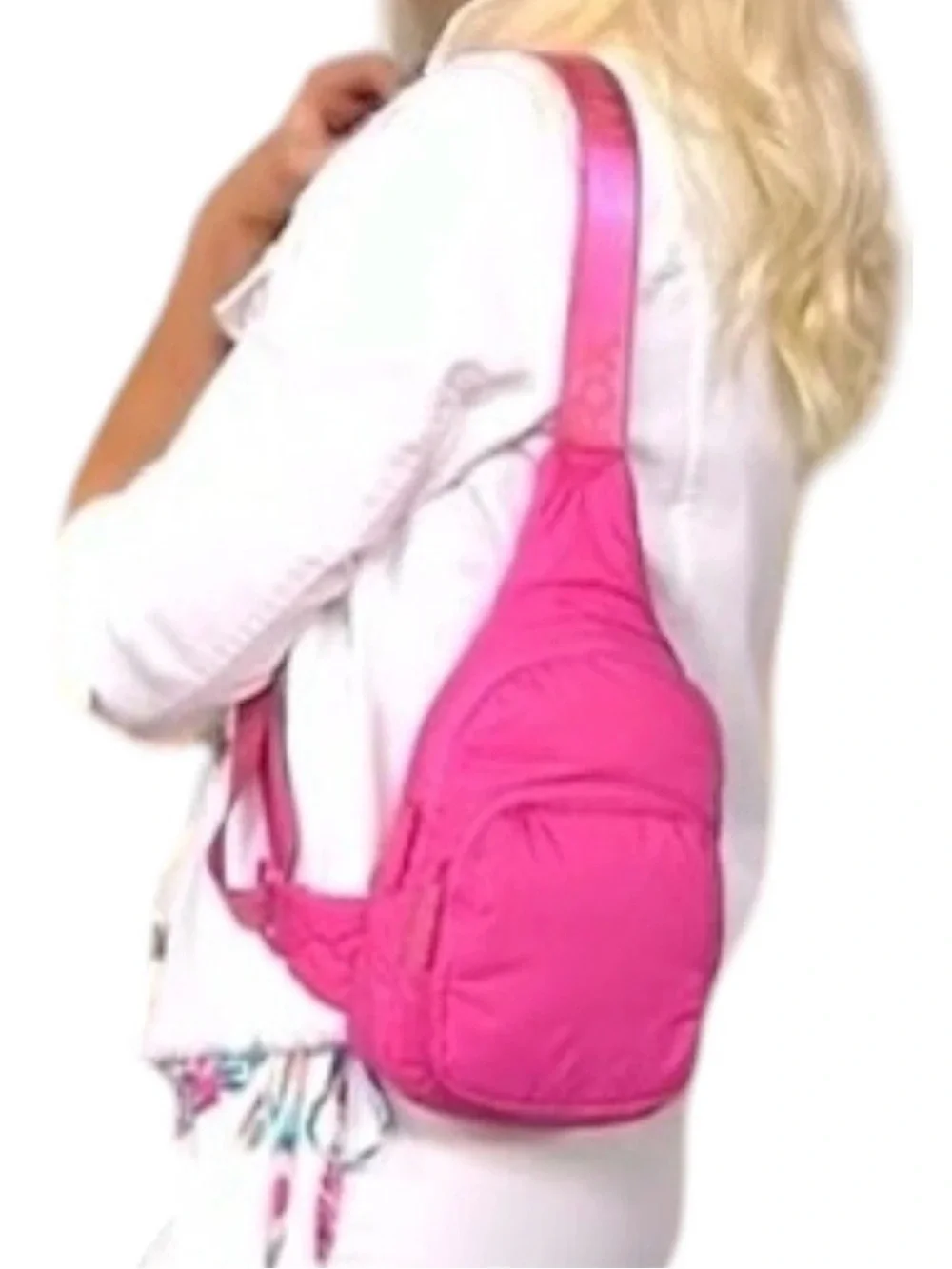NEW WILDFOX Puffy Crossbody Zip Sling Belt Bag Handbag Travel Pink NewTags $76